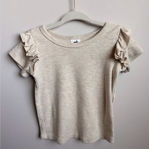 Charming Ruffled Sleeve Kids Top - Cream